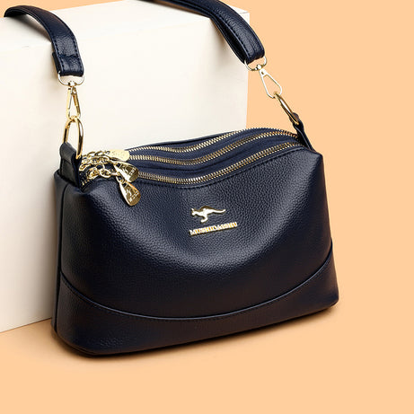 Women's Versatile Three-Layer Soft Leather Bag