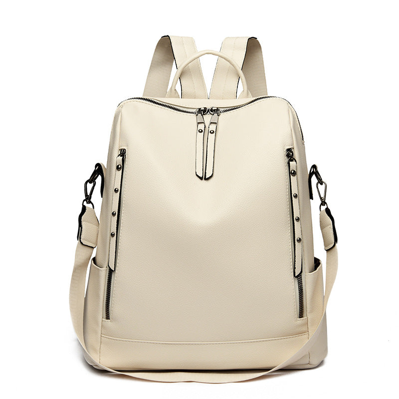 Women's Leather Trendy Large Backpack
