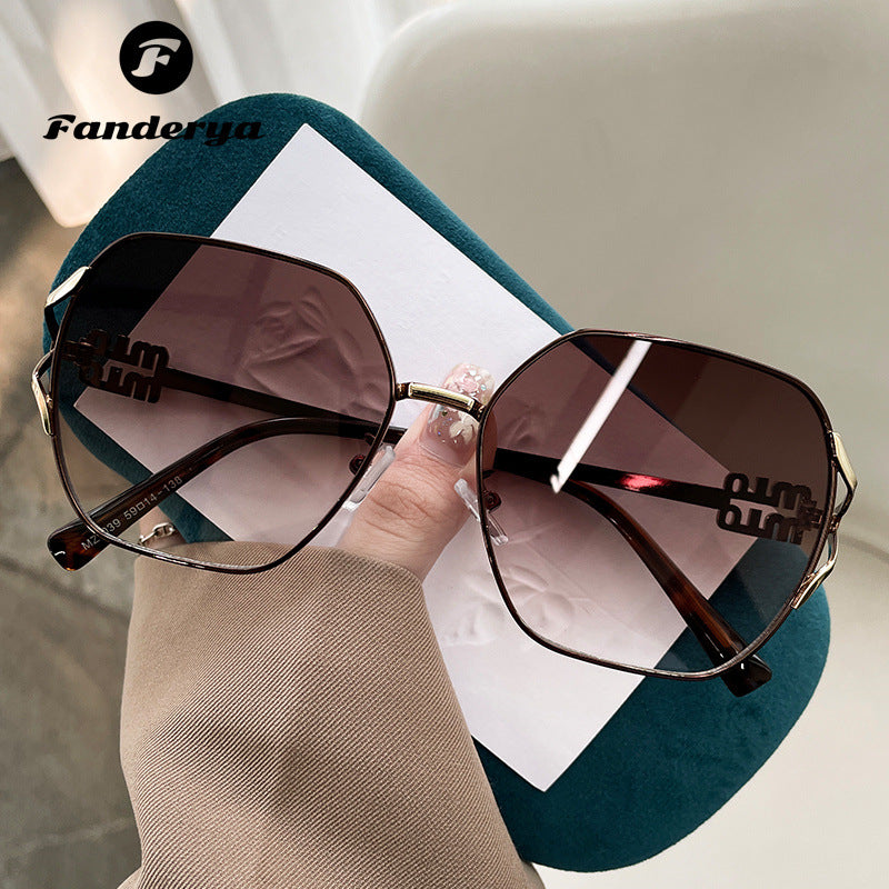 Women's Large Frame Polygon UV Protection Sunglasses