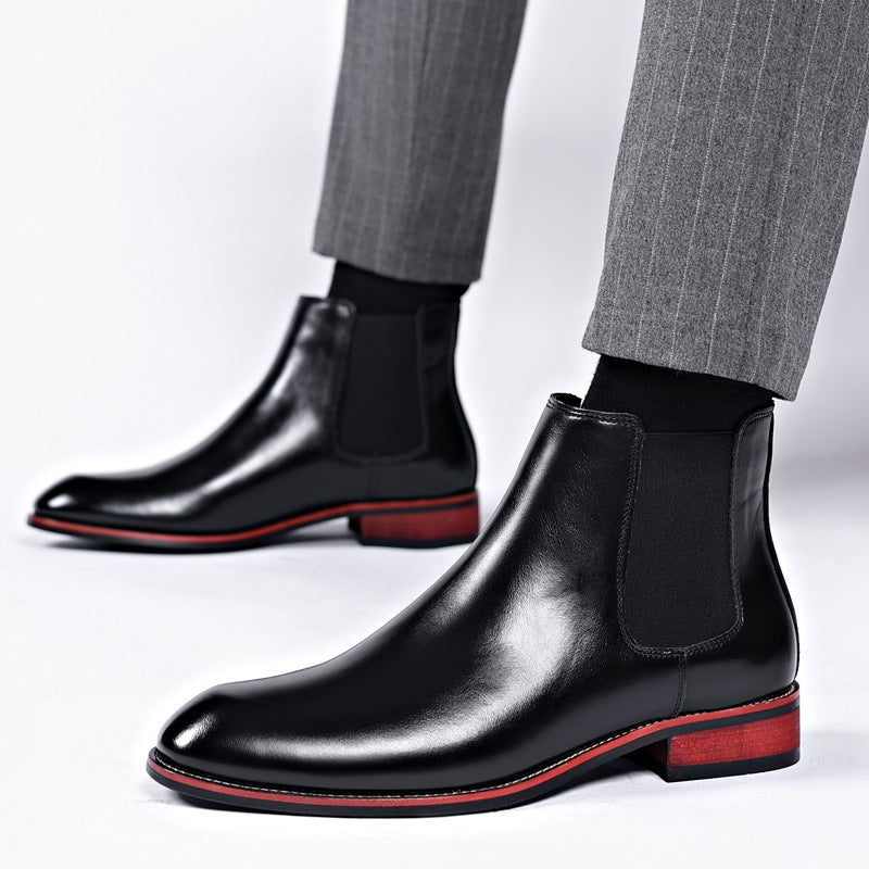 Men's British Style High-Top Leather Chelsea Boots