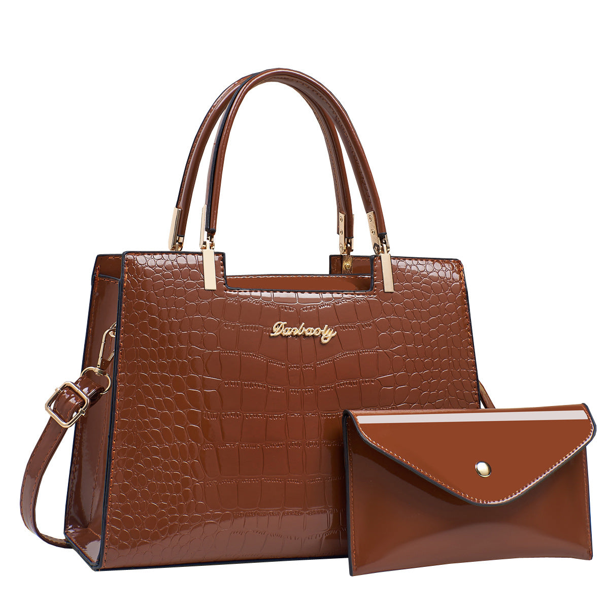 Women's Large Capacity Texted Leather HandBag