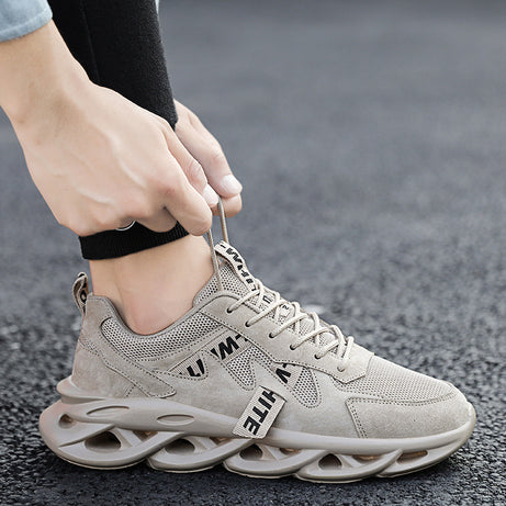 Men's Leather Mesh Breathable Running Shoes