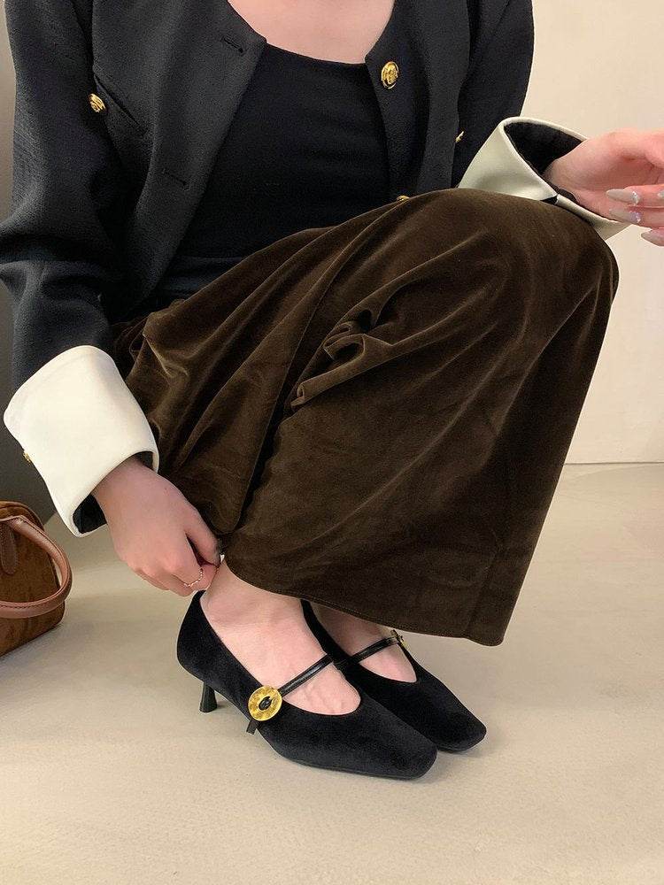 Women's Pointed Toe High Heels Mary Jane Pumps Shoes