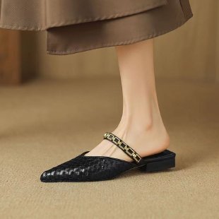 Women's Retro Pointed Half Slippers