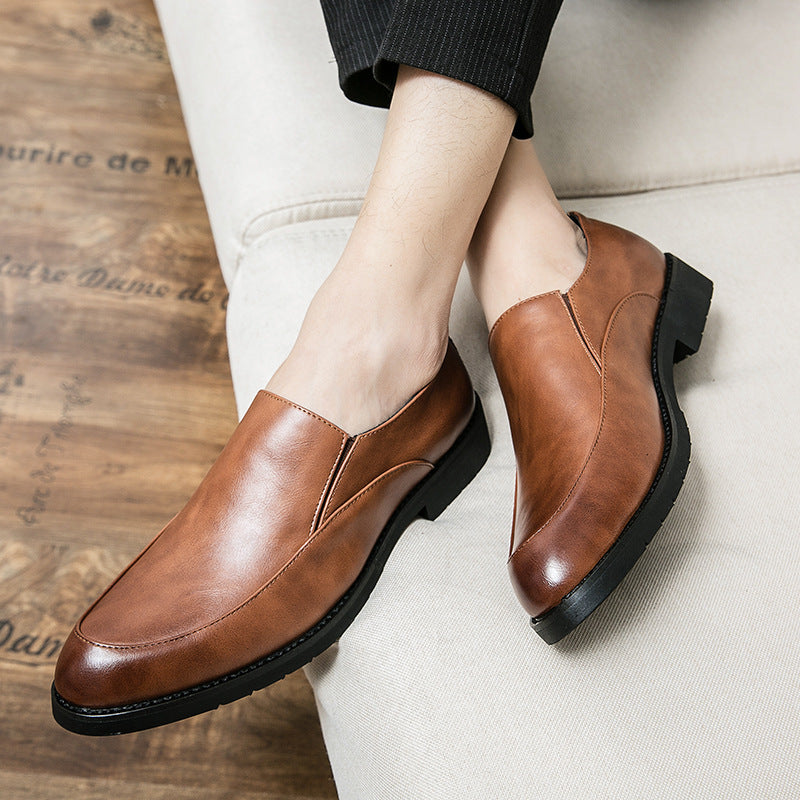 Men's Leather British Style Low-Top Loafers Shoes