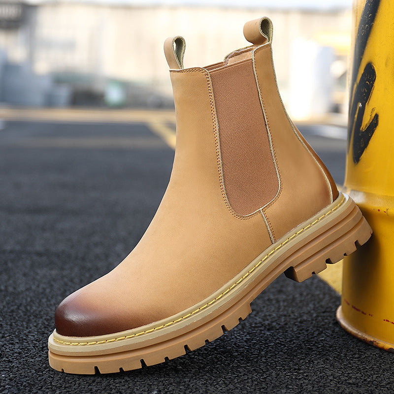 Men's British Style High-top Leather Chelsea Boots