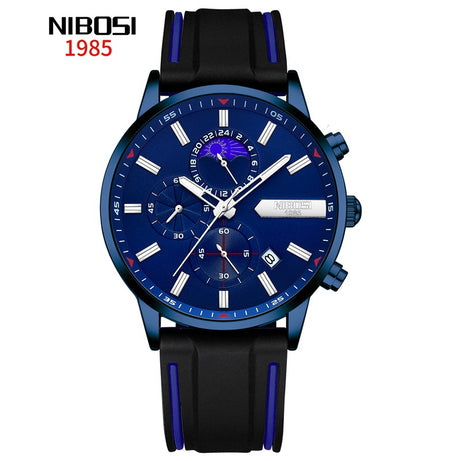 Men's Moon Phase Silicone Tape Watch