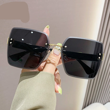 Women's Rimless Big Face Thin UV Protection Sunglasses
