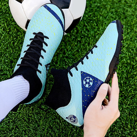 Men's Football High-Top Breathable Broken Nails Shoes