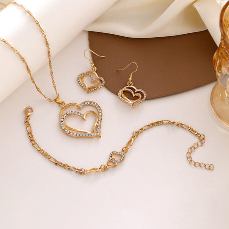 Women's Heart-Shaped Earrings & Necklace