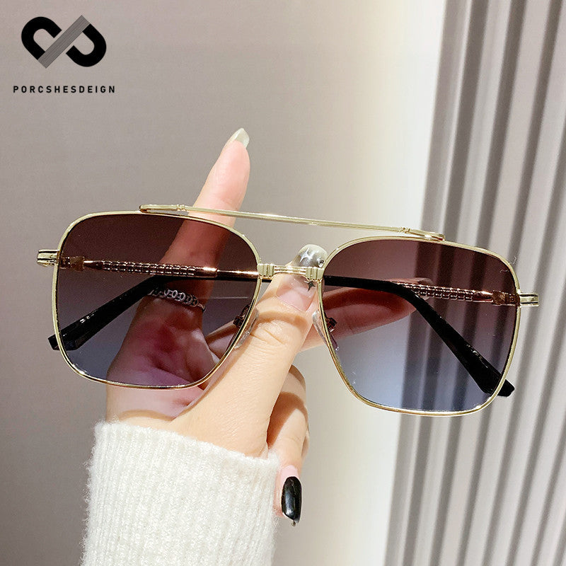 Women's  Metal Square  Large-frame UV-proof Sunglasses