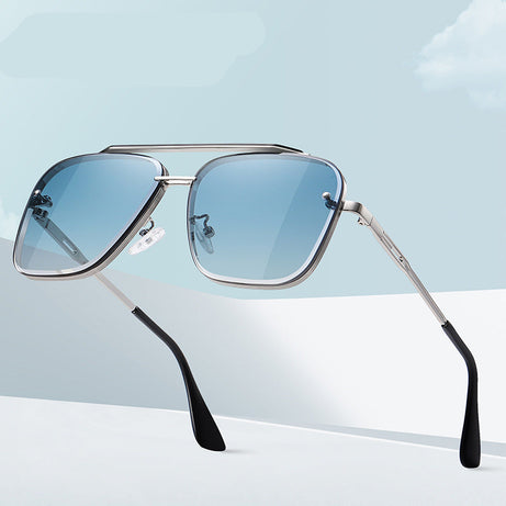 Men's Colorful Two-color Large-frame Metal Sunglasses