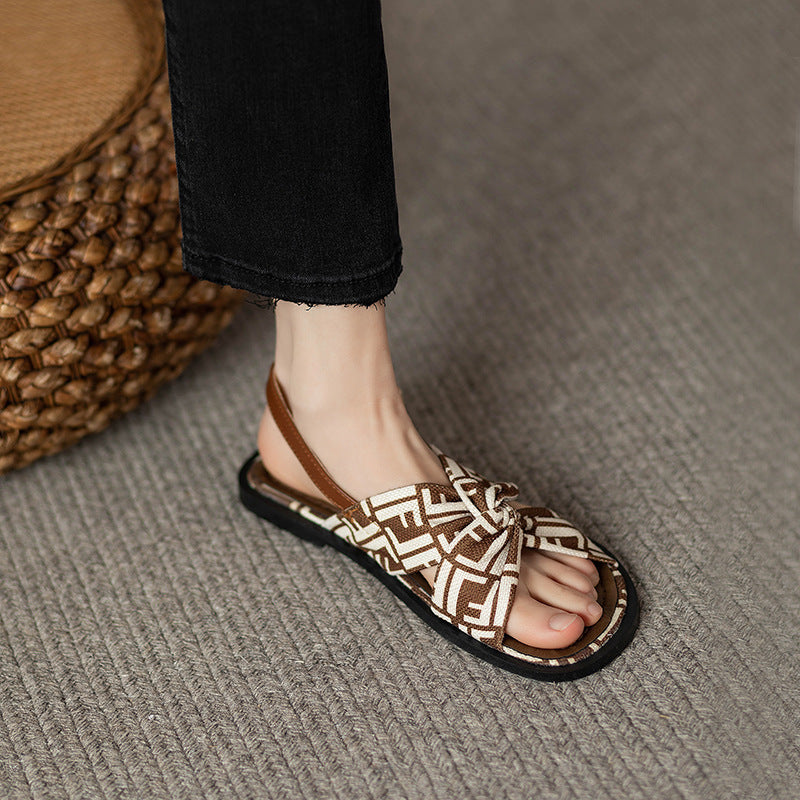 Women's Leather Fashion Flat Bottom Sandals