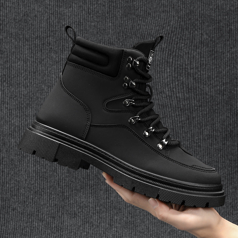 Men's High-top Thick-soled Solid Color Martin Boots