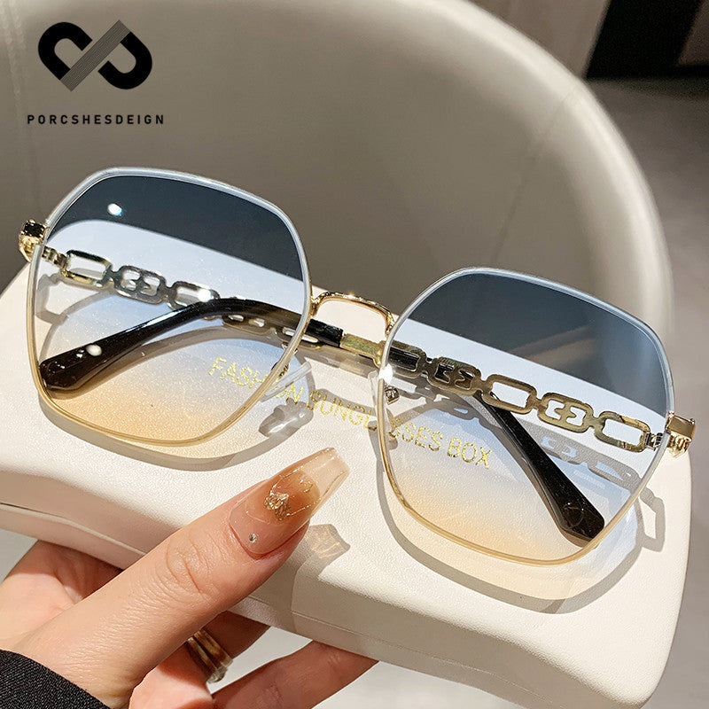 Women's Metal Large Frame UV Protection Sunglasses