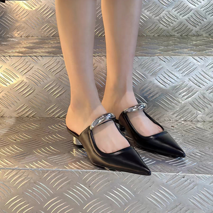 Women's Simple Pointed Müller Slippers