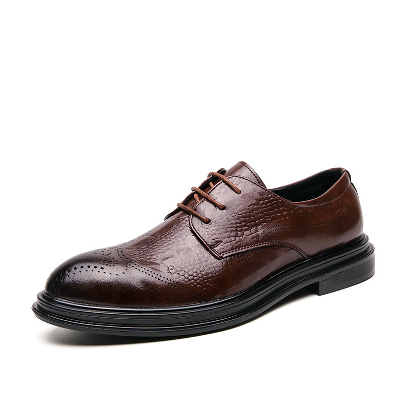 Men's Pointed Leather Brock Engraving Shoes
