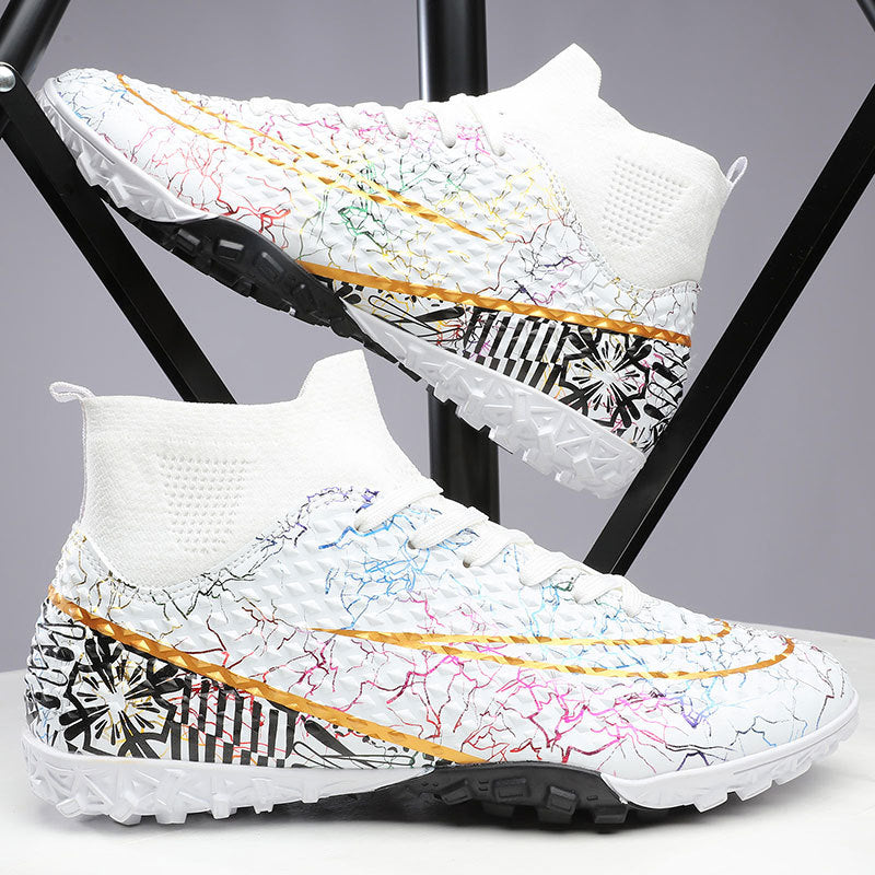 Men's Fly Knitting High-Top Football Turf Sports Shoes