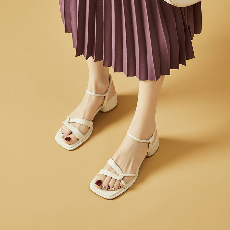 Women's Coarse Heel Retro Niche Sandals