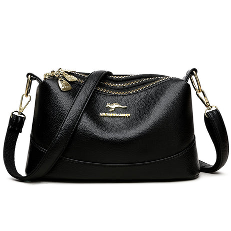 Women's Versatile Three-Layer Soft Leather Bag