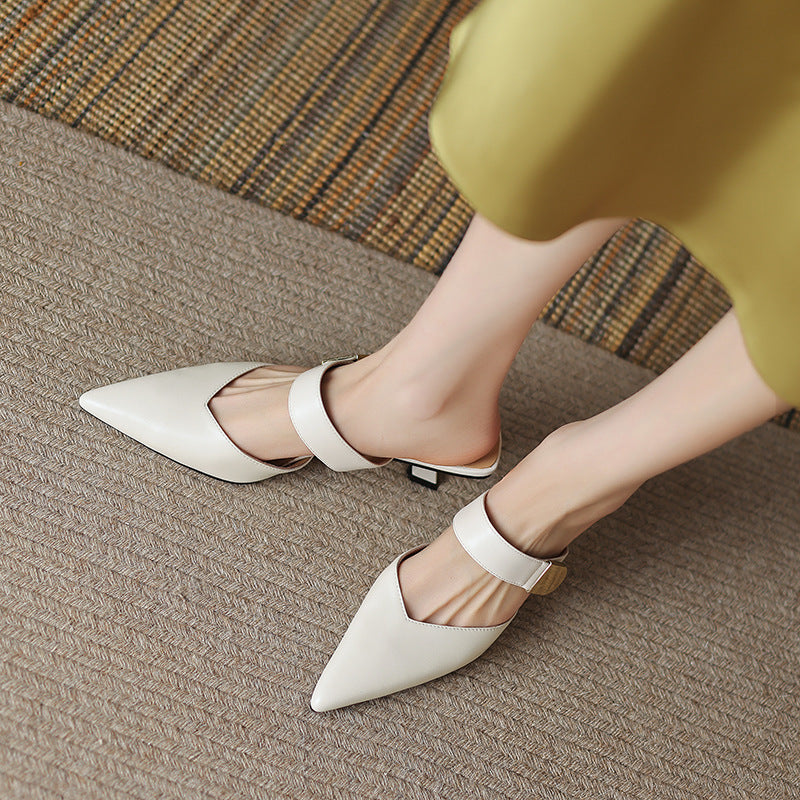 Women's Soft Leather Thin Heel Sandals