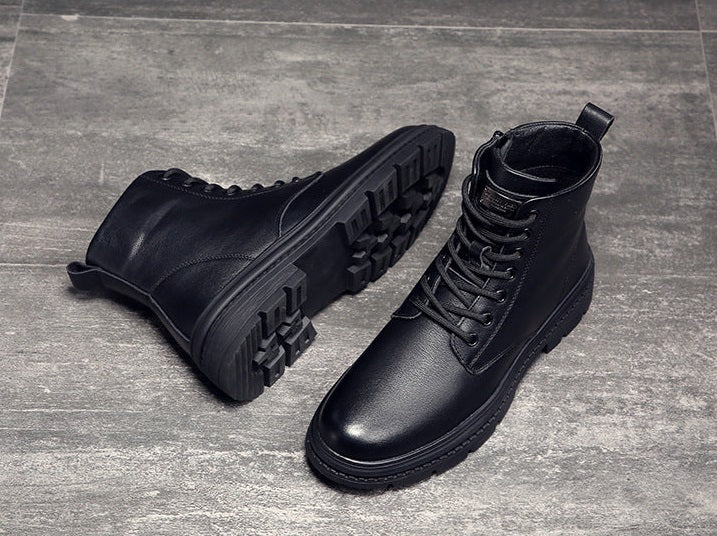 Men's Leather High-Top Black Martin Boot