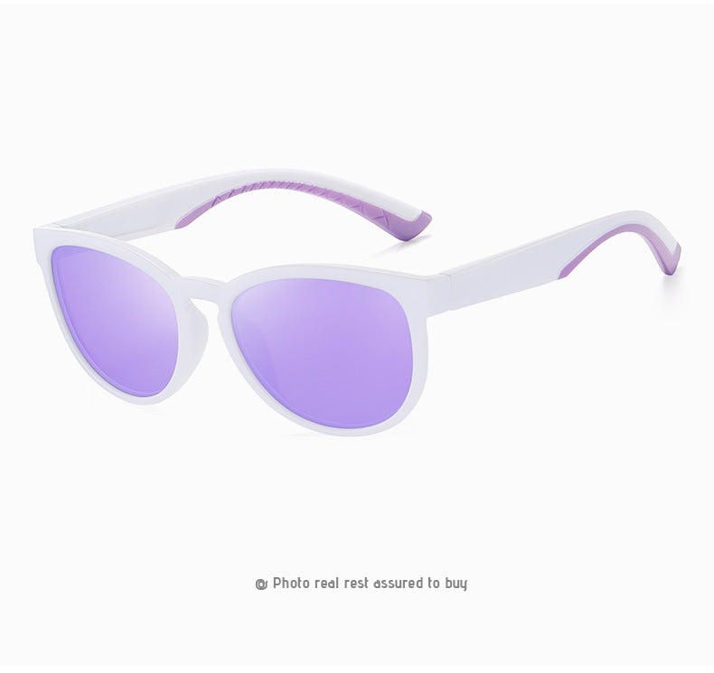Men's Round Polarized Colorful Film Sunglasses