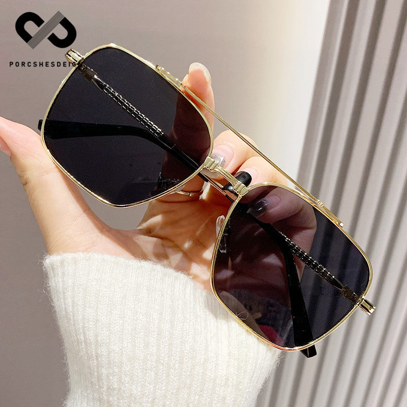 Women's  Metal Square  Large-frame UV-proof Sunglasses