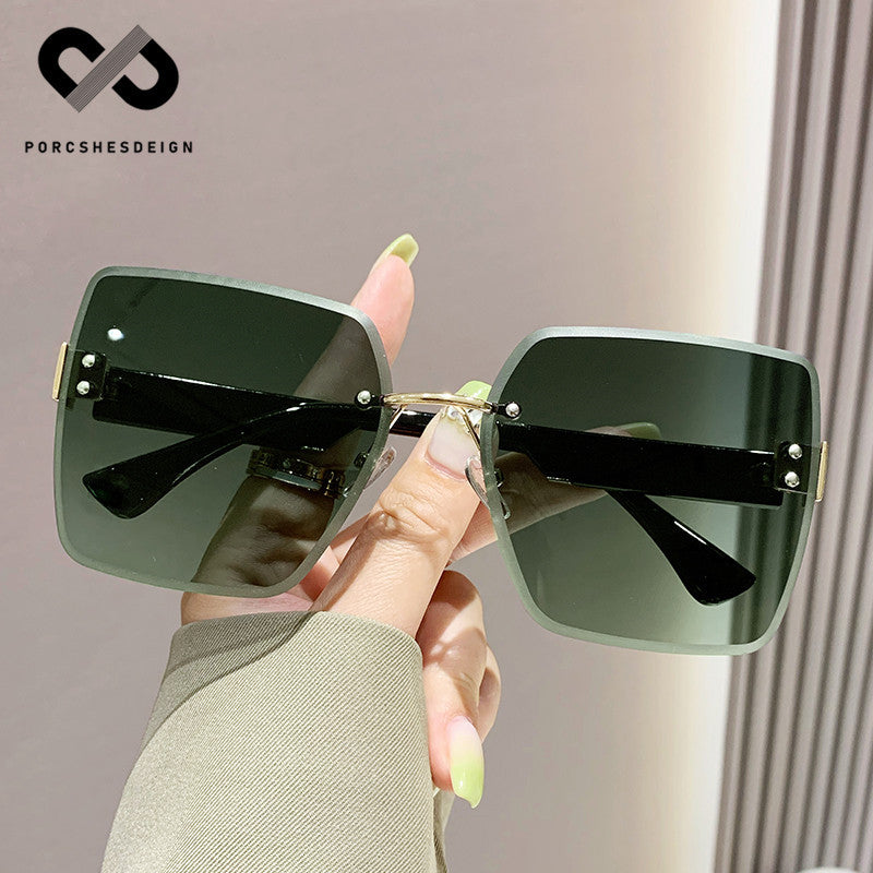 Women's Rimless Big Face Thin UV Protection Sunglasses