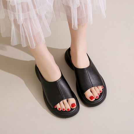 Women's Leather Versatile Fashion Slide Sandals