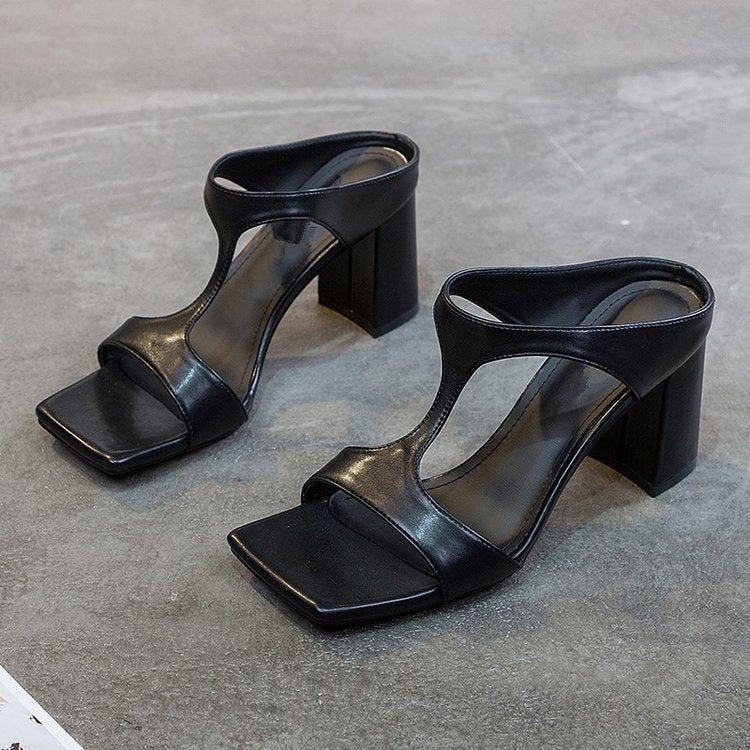 Women's Square Head Open Toe Cool Slippers