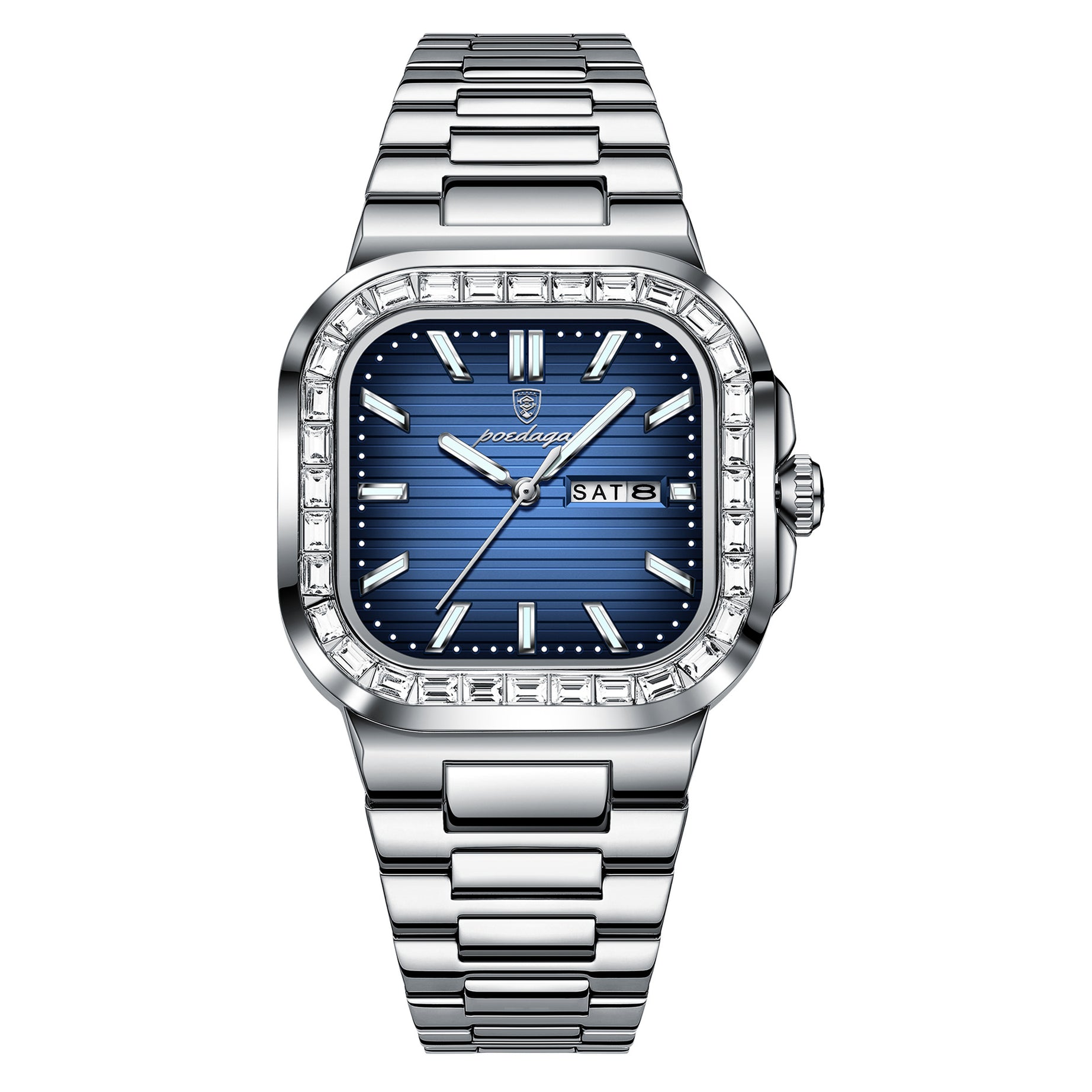 Men's Diamond-encrusted Calendar Watch