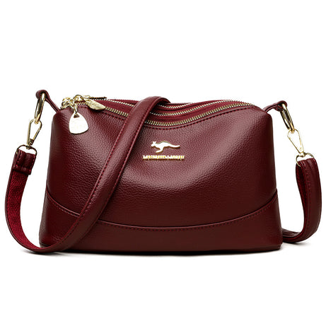 Women's Versatile Three-Layer Soft Leather Bag