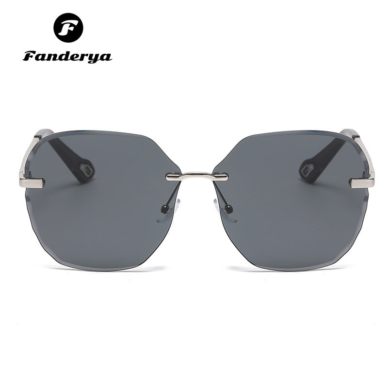 Men's Trimmed Retro Frameless Metal Sunglasses