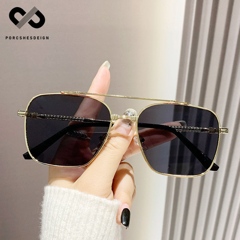 Women's  Metal Square  Large-frame UV-proof Sunglasses