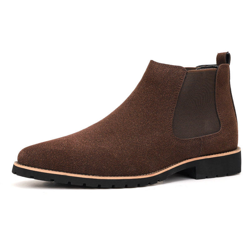 Men's Leather High- Top Casual Chelsea Boots