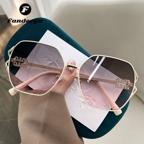 Women's Large Frame Polygon UV Protection Sunglasses