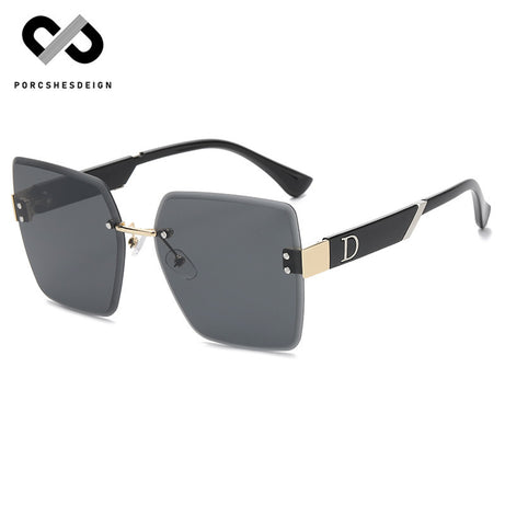 Women's Rimless Big Face Thin UV Protection Sunglasses