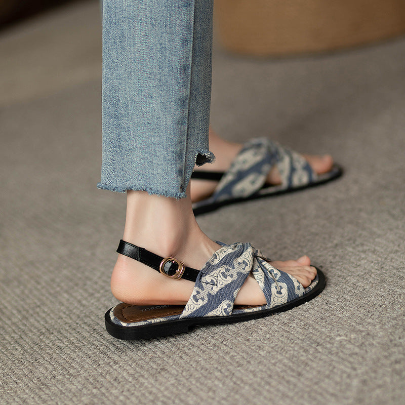 Women's Leather Fashion Flat Bottom Sandals