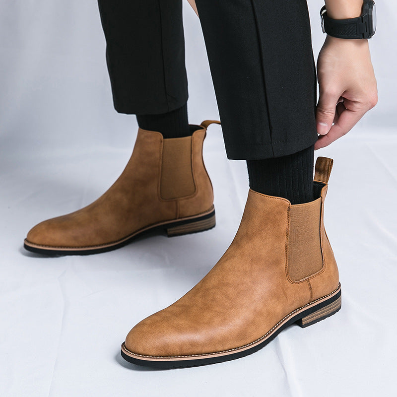 Men's Leather British Style Chelsea Boots Casual Shoes