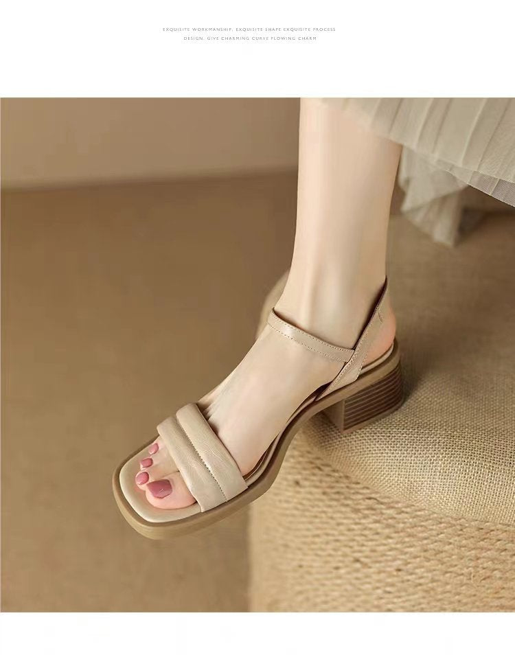 Women's Chunky Mid Heels Open Toe shoes