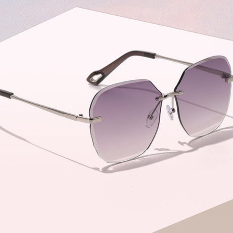 Men's Trimmed Retro Frameless Metal Sunglasses
