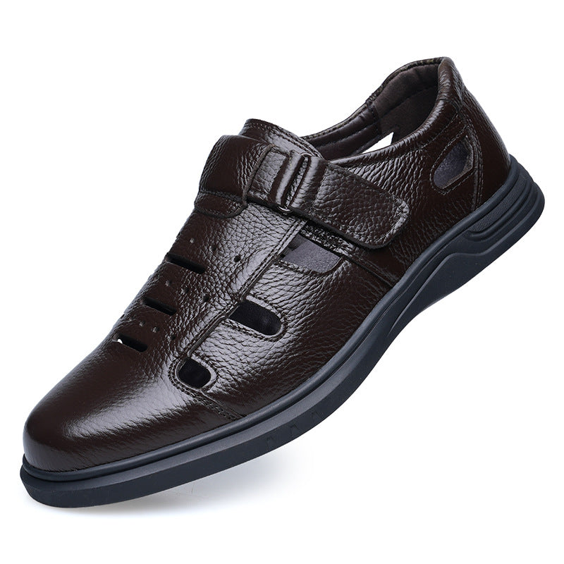 Men's Leather Hollow Breathable Sandals