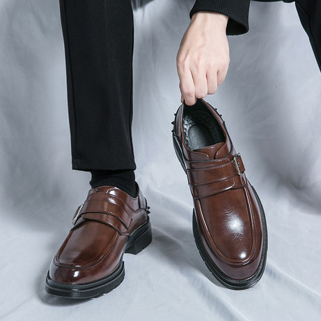 Men's Leather Buckle Rivet Leather Shoes
