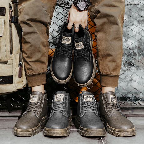 Men's Leather High-Top British Style Martin Boots