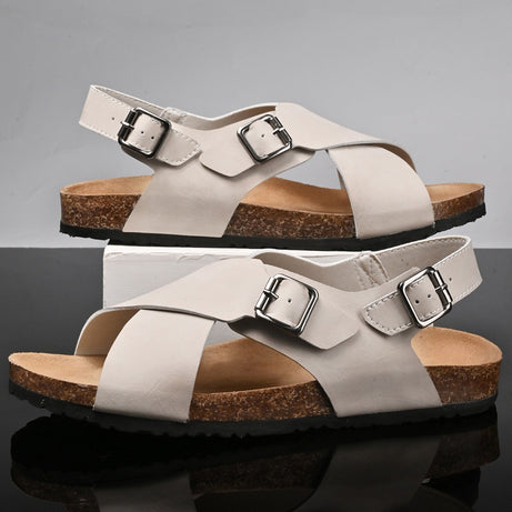 Men's Leather Trendy Cork Footbed Sandals