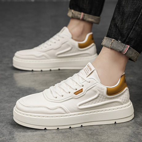 Men's Leather Fashion Low-Top Flat Sneakers