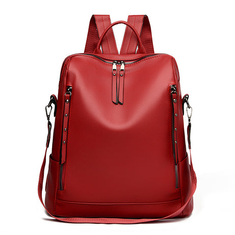 Women's Leather Trendy Large Backpack