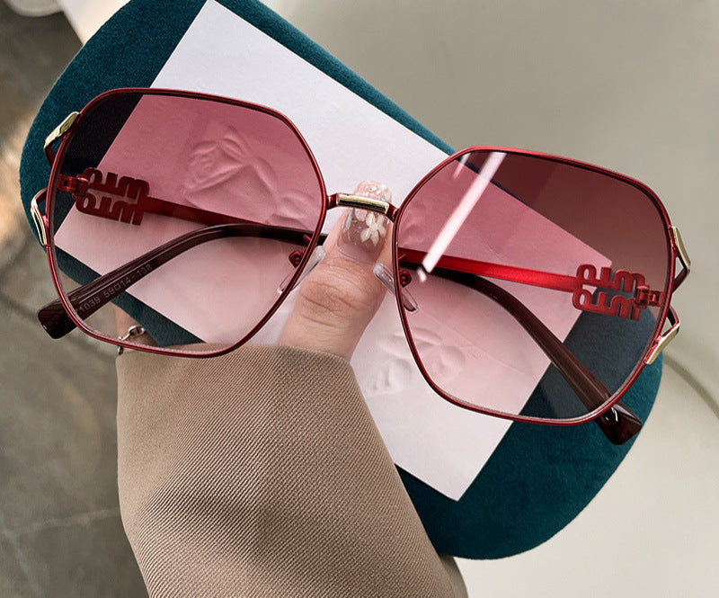 Women's Large Frame Polygon UV Protection Sunglasses