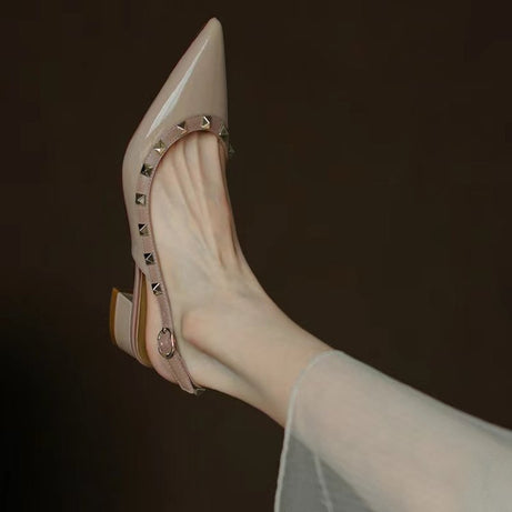 Women's Buckle Low Heel Flat Bottom Slippers (In Stock)